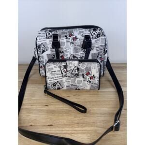 Disney Parks Mickey Minnie Mouse Crazy in Love Newspaper Print Purse & Wallet